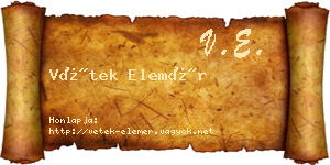 Vétek Elemér névjegykártya